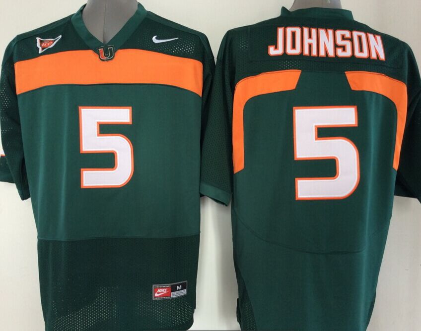 Men Miami Hurricanes #5 Johnson Green 2025 NCAA Jersey